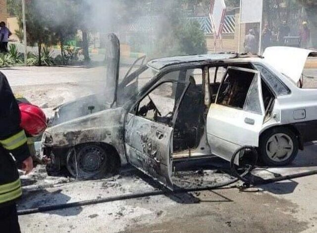 حریق خودرو قاچاق سوخت در کرمان
