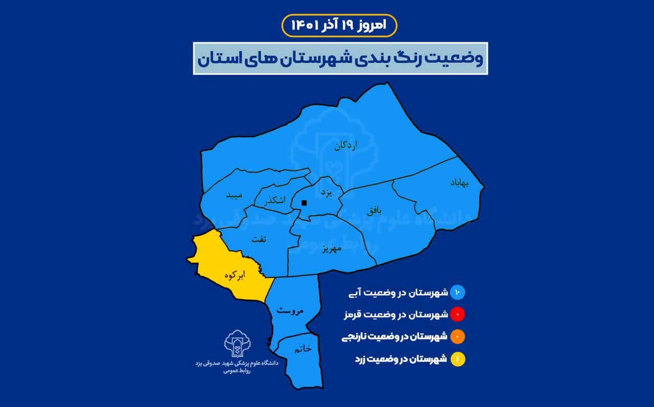 ثبات وضعیت رنگ بندی کرونایی یزد