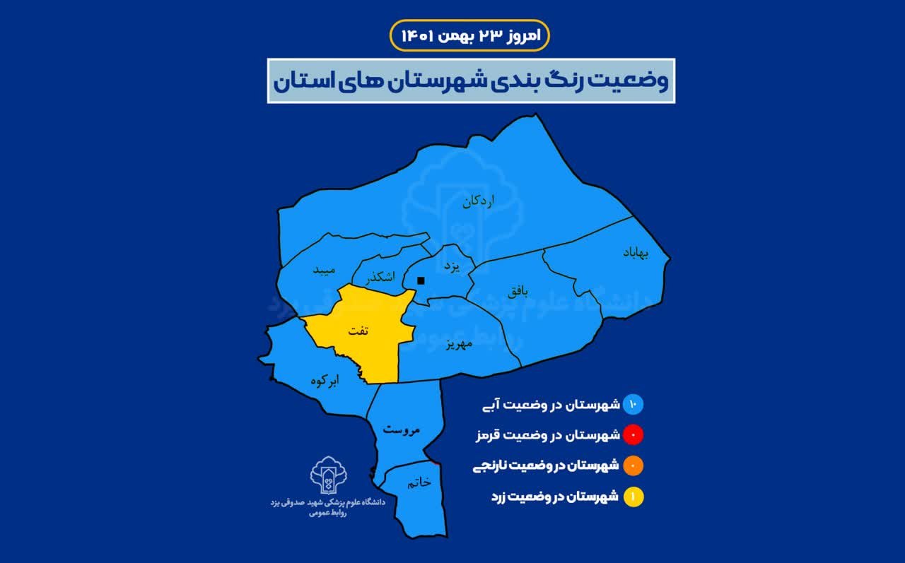 تفت، تنها شهرستان زرد کرونایی استان یزد