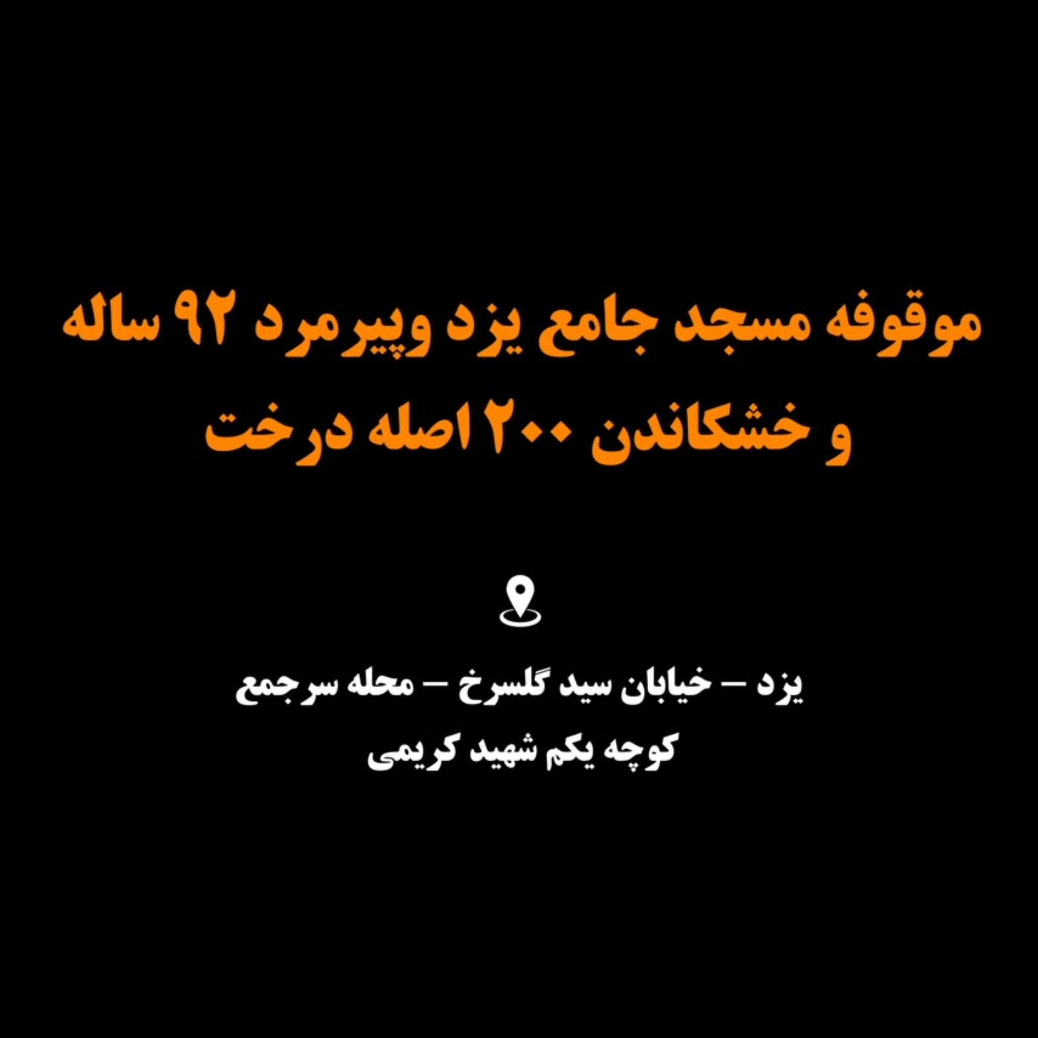 موقوفه مسجد جامع یزد و پیرمرد ۹۲ ساله و خشکاندن ۲۰۰ اصله درخت...