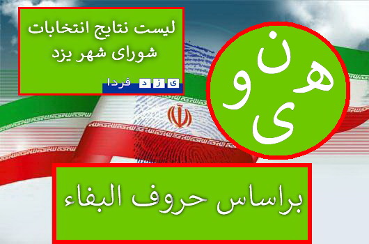 لیست آرا نامزدهایی انتخابات پنجمین دوره شورای شهر یزدبراساس حروف الفبا (حرف(ن-ه-و-ی-) 