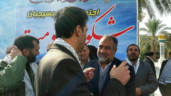 دیدار و گفتگو دوستانه طلائی معاون استاندار و فرماندار ویژه شهرستان طبس با  سرهنگ شیردل سخنران روز بسیج در حرم مطهر حسین بن موسی الکاظم علیه السلام