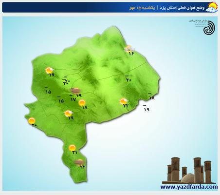 احتمال بارش پراکنده و باد در یزد